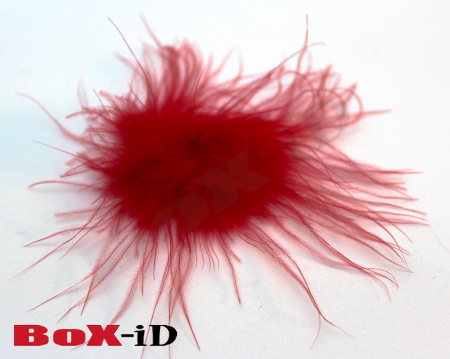 Touffe plumeau avec autocollant +/- 10cm    rouge